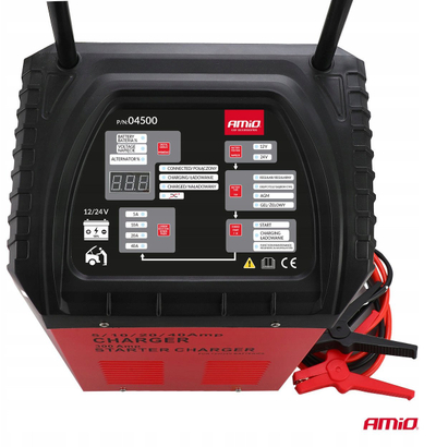Karikues baterie me startues AMIO 04500, 40A, 12V 24V, ngjyrë e zezë