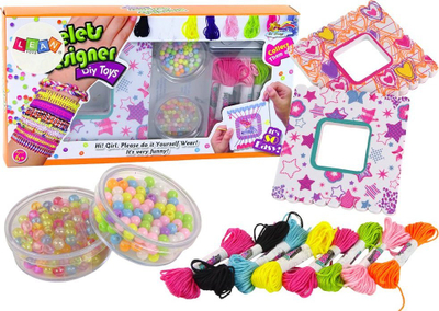 Set lodrash Leantoys DIY Jewelry Making, për me bo byzylykë, rruaza shumëngjyrëshe, për kalamaj 6+