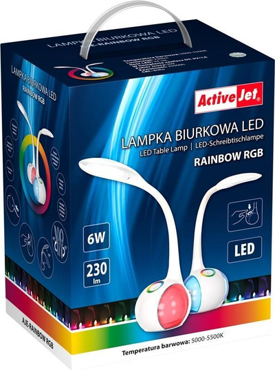 Llambë tavoline Activejet Rainbow, USB, e bardhë
