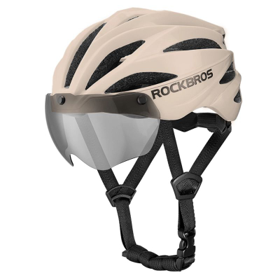 Helmetë biçiklete Rockbros Cycling, 58-62 cm, me syze UV me magnet, bezhë