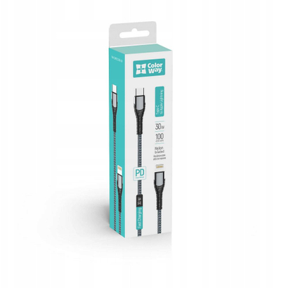 Кабел USB-C ColorWay CW-CBPDCC0, 65W PD, 3.0A, 1m, бел