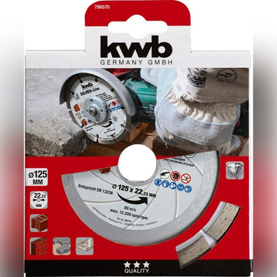 Disk prerës diamant KWB 796570, 125mm, vrimë 22mm, gri