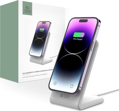 Karikues me valë Tech-Protect QI15W-A23 MagSafe, 15W, për iPhone 12 13 14 15, i bardhë
