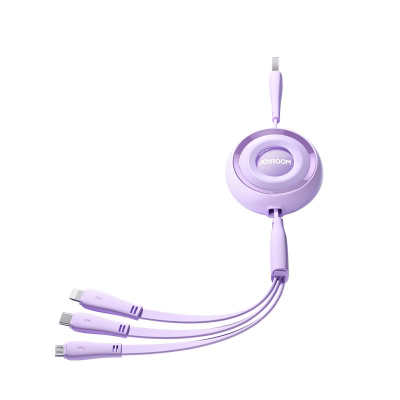Kabllo karikimi Joyroom S-A40 3n1, 1m, USB-A në USB-C Lightning microUSB, vjollcë
