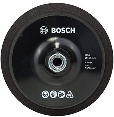 Pjatë mbështetëse Bosch M14, 150mm, Hook and Loop, e zezë