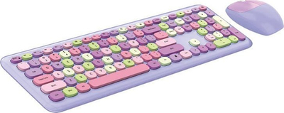 Set tastierë dhe mi MUMUSO 2.4G Wireless, USB, pastel vjollcë