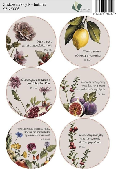 Set ngjitësash Szaron Sticker Set Botanic, 6 copë, dizajn botanik, shumëngjyrësh