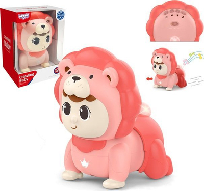 Lodër zvarritëse Woopie Crawling Baby Lion, muzikë dhe drita, rozë