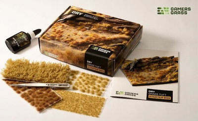 Set bar sintetik Gamers Grass Tuft Starter Box Dry Grass, për miniatura, ngjyrë bari i tharë