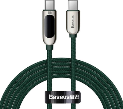 Kabllo Baseus USB C në USB C, 2m, 100W 5A, jeshile