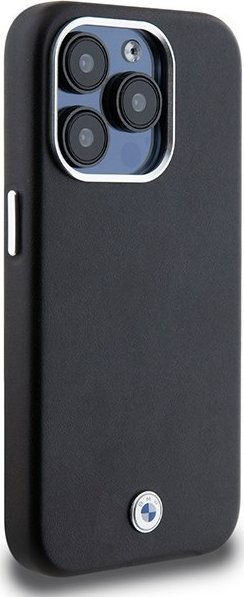 Kapak telefoni BMW Signature Wrapped Metal me MagSafe për iPhone 15 Pro 6.1", i zi