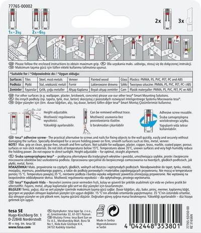 Vidë vetëngjitëse e rregullueshme Tesa 77765, për pllaka dhe metal, 3kg