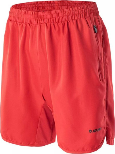Shorce sport për burra Hi-Tec Hicko, 100% poliester, xhepa me zinxhir, të kuq