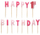 Qirinj për tortë, dekor “Happy 1st Birthday”, 14 copë, rozë