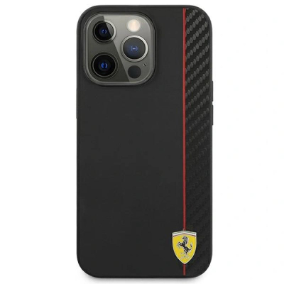 Kapak telefoni Ferrari Smooth Carbon, për iPhone 13 Pro Max, efekt karboni, i zi