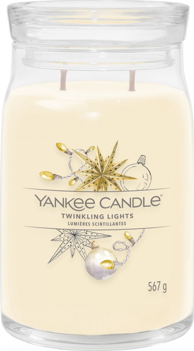 Qiri me aromë Yankee Candle Twinkling Lights Signature, 567g, kavanoz qelqi, ngjyrë krem
