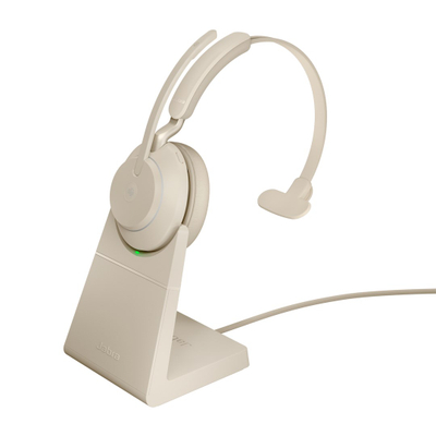 Kufje Jabra Evolve2 65 MS Mono, pa tela, me bazë karikimi, beige