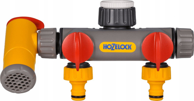 Ndarës rubineti Hozelock Flow Max 2 Way, 2 dalje, lidhje me filetë, gri verdhë