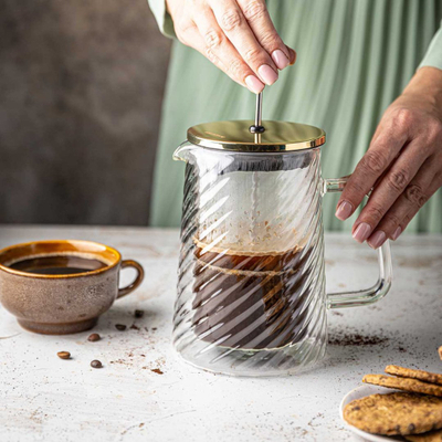 Aparat French press Klausberg KB-7765, 0.35L, xham, ngjyrë ari