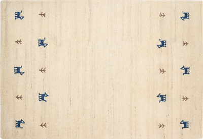 Тепих волна YALI Wool Gabbeh, 140 x 200 cm, етнички дизајн, беж