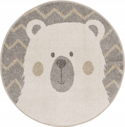 Tapet për kalamaj Douceur d’Intérieur U10 Bear Igloo, rrumbullak 100 cm, prej jute dhe pambuku, gri me bezhë