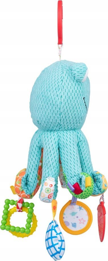 Lodër varëse për bebe Octopus Rattle Pendant, me pasqyrë dhe lodra për kafshim, shumëngjyrëshe