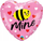 Balon zemër Qualatex Bee Mine Hearts, 18", folie mylar, rozë