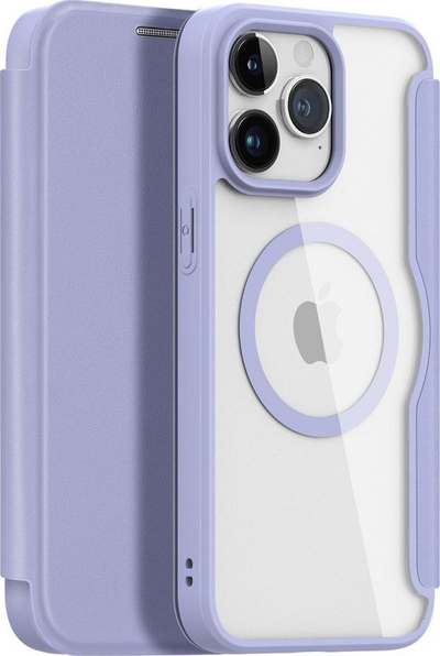 Këllëf DUXDUCIS Skin X Pro MagSafe për iPhone 15 Pro Max, lëkurë eco, me xhepa, vjollcë