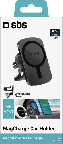 Mbajtëse telefoni për makinë SBS Inductive MagSafe Air Vent Mount TESUPWIR15WMS, 15W, karikim wireless, e zezë