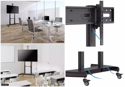 Stendë TV Fiber Mounts Legend, lartësi që e çon si të duash, me rrota, e zezë