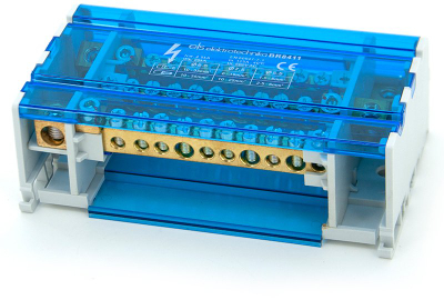 Bllok shpërndarës ELS Elektrotechnika BR8411, 125 A, i kaltër