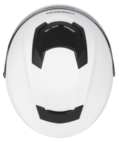 Helmetë moto Cassida Jet Tech 2.0 Solid, e hapur, me vizier të gjatë, e bardhë e zezë gri