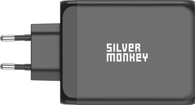 Karikues rrjeti Silver Monkey GaN 200W, USB‑C PD, USB 3.0 QC, i zi