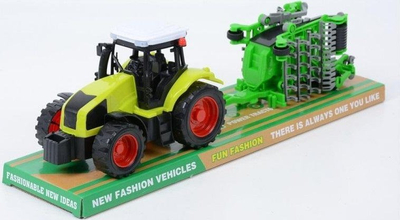 Lodër traktor Macyszyn Toys, me makineri bujqësore, plastik, jeshil