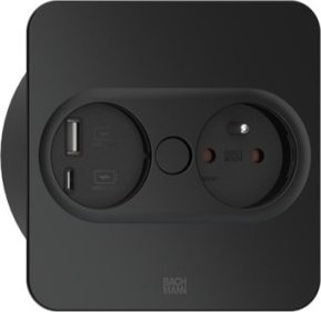 Prizë e integrume Bachmann Twist 2, 1x230V, USB A+C 22W, e zezë