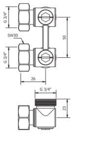 Valvulë konektuese Basic 3/4"x3/4" (C093100402)