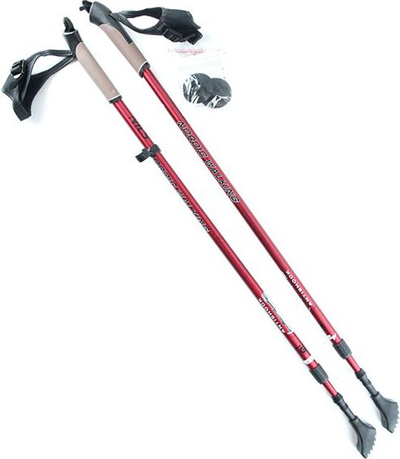 Shkopinj Nordic Walking Nils Extreme NW802, alumin, teleskopik, të kuq