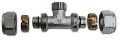 Pjesë lidhëse TDM Brass 3-Way Thread 1/2, bronz, metalike