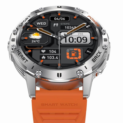 Smartwatch Gravity GT22-4, ekran me ngjyra, i papërshkueshëm nga uji, portokalli me të zezë