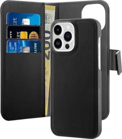 Këllëf-portofol Puro Wallet Detachable MagSafe për iPhone 14 Pro Max, 2 në 1, me MagSafe, i zi