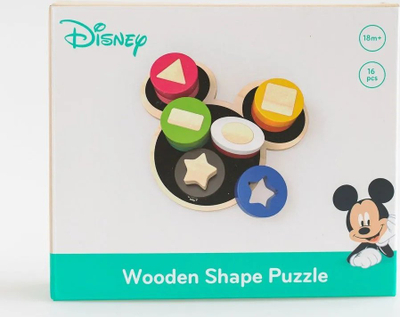 Puzzle druri Disney Mickey Mouse, 16 copa, forma gjeometrike, shumëngjyrësh