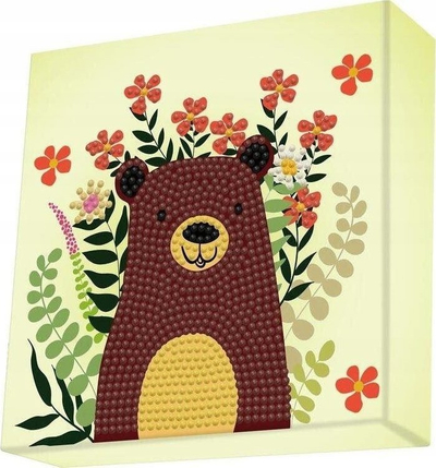 Сет за дијамант слика DIAMOND DOTZ Hide N Seek Bear, делумно покриен, кружни мониста, повеќебојен