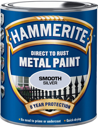 Bojë metalike Hammerite Smooth Enamel, 250 ml, argjend