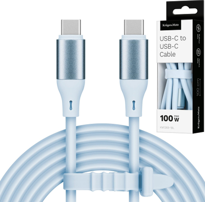 Kabllo USB Type C Kruger&Matz KM1269, 100W, 1 m, silikon, blu