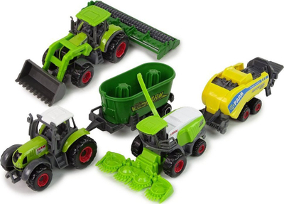 Set lodrash bujqësore Leantoys Farm Set, 6 makina ferme, metal die cast, shumëngjyrësh
