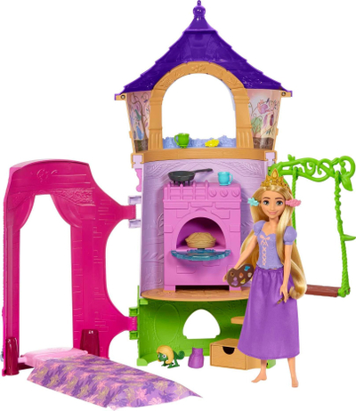 Set loje MGA Disney Princess Rapunzel Tower, me kukull Rapunzel, me kështjellë, shumëngjyrësh