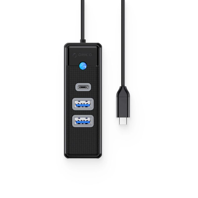 Hub USB Orico PWC2U-C3, USB-C në 2 porta USB-A 3.0 dhe USB-C 3.0, i zi