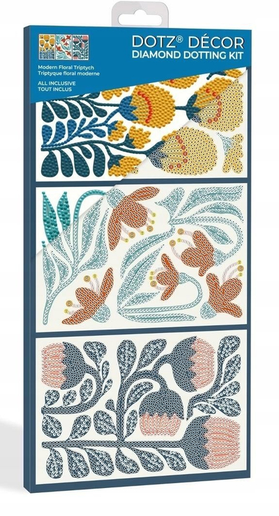Set diamond painting Dotz Decor Modern Floral Triptych, 3 panele, komplet dekorativ, shumëngjyrësh