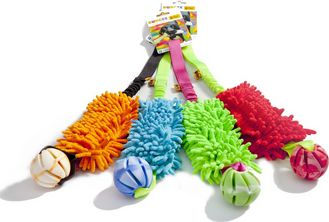 Lodër me tërheqje për qen Dingo Tug Mop Bungee, top gome me aromë vanilje, 46cm, rozë