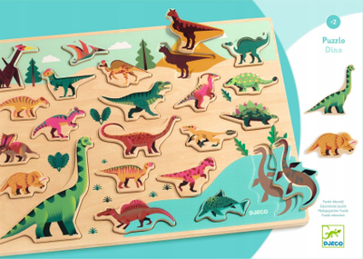 Puzzle druri Djeco Dinosaurs, 22 copa, për kalamaj, shumëngjyrësh